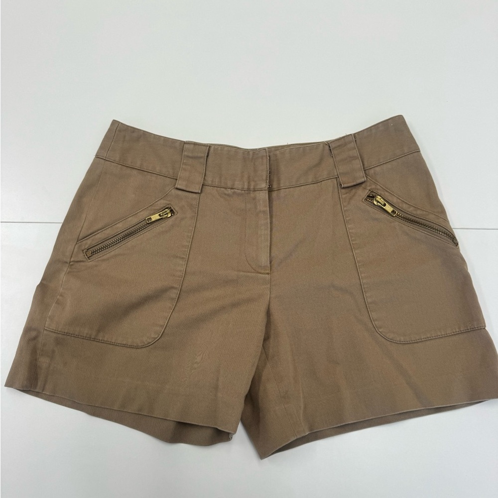 Milly of New York Khaki Cargo Shorts with Zip Pockets